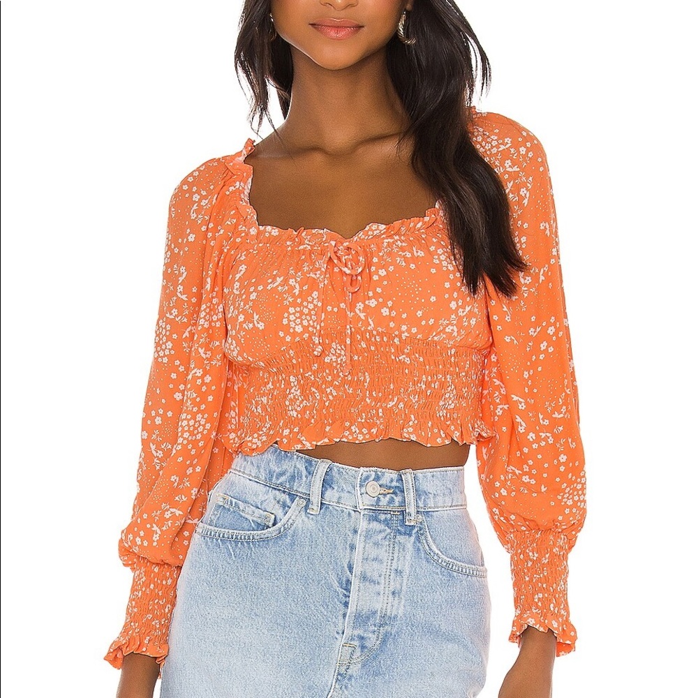 Faithfull the brand ella top in Stevie orange floral size 4 Small